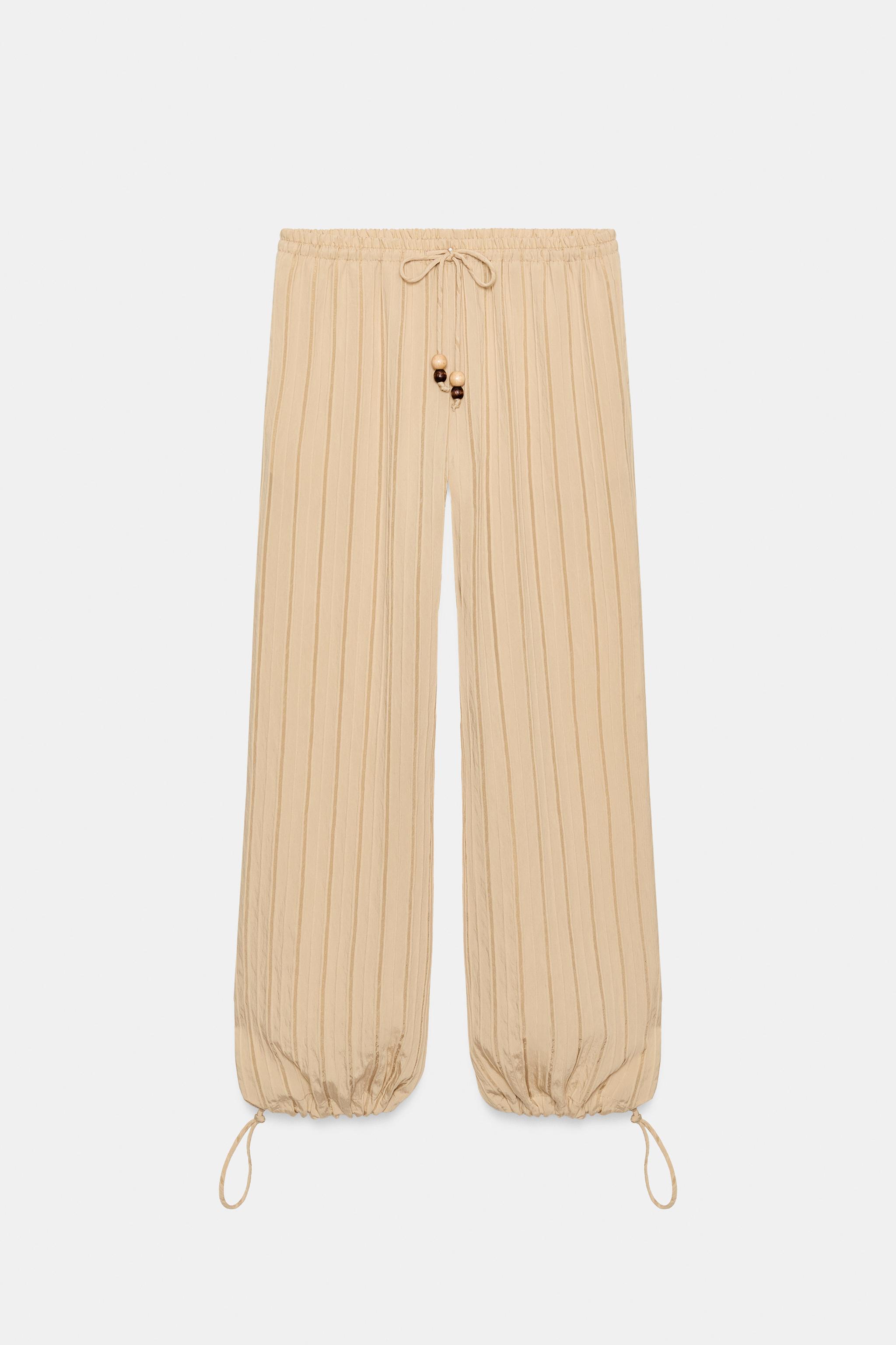 STRIPED WIDE LEG PANTS WITH ELASTIC WAIST